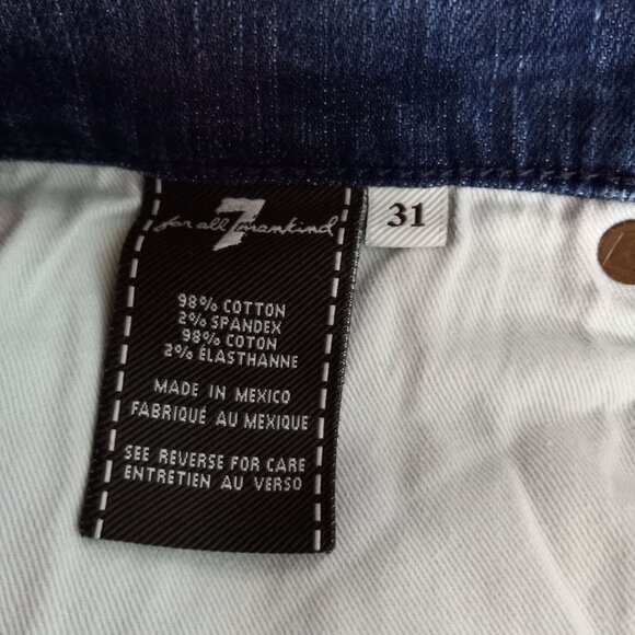 7 For All Mankind Size 31 Shorts Mens Denim Blue Jeans Cut Off Dark Wash - Picture 6 of 7